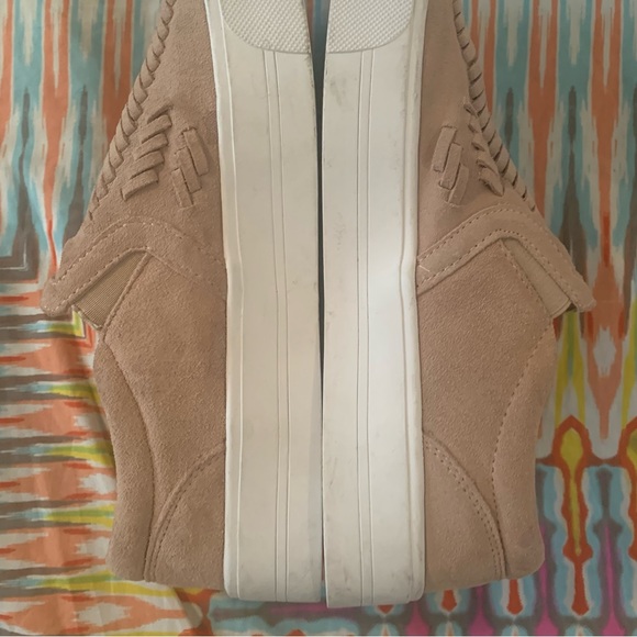Marc Fisher Dexie-2 Blush Woven Suede slip on sneakers with white platform sole - Picture 3 of 6